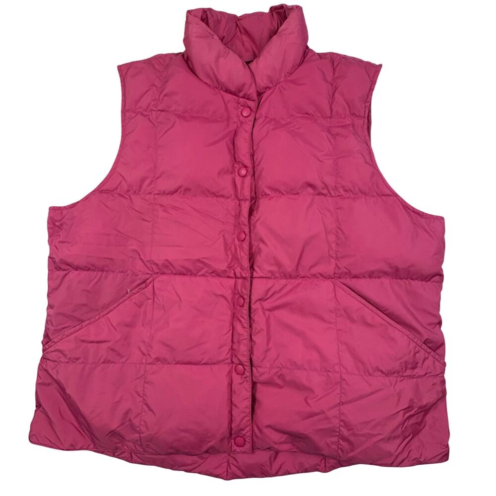 Lands' End Goose Down Puffer Vest Women's XL (18-20) Fuchsia Pink